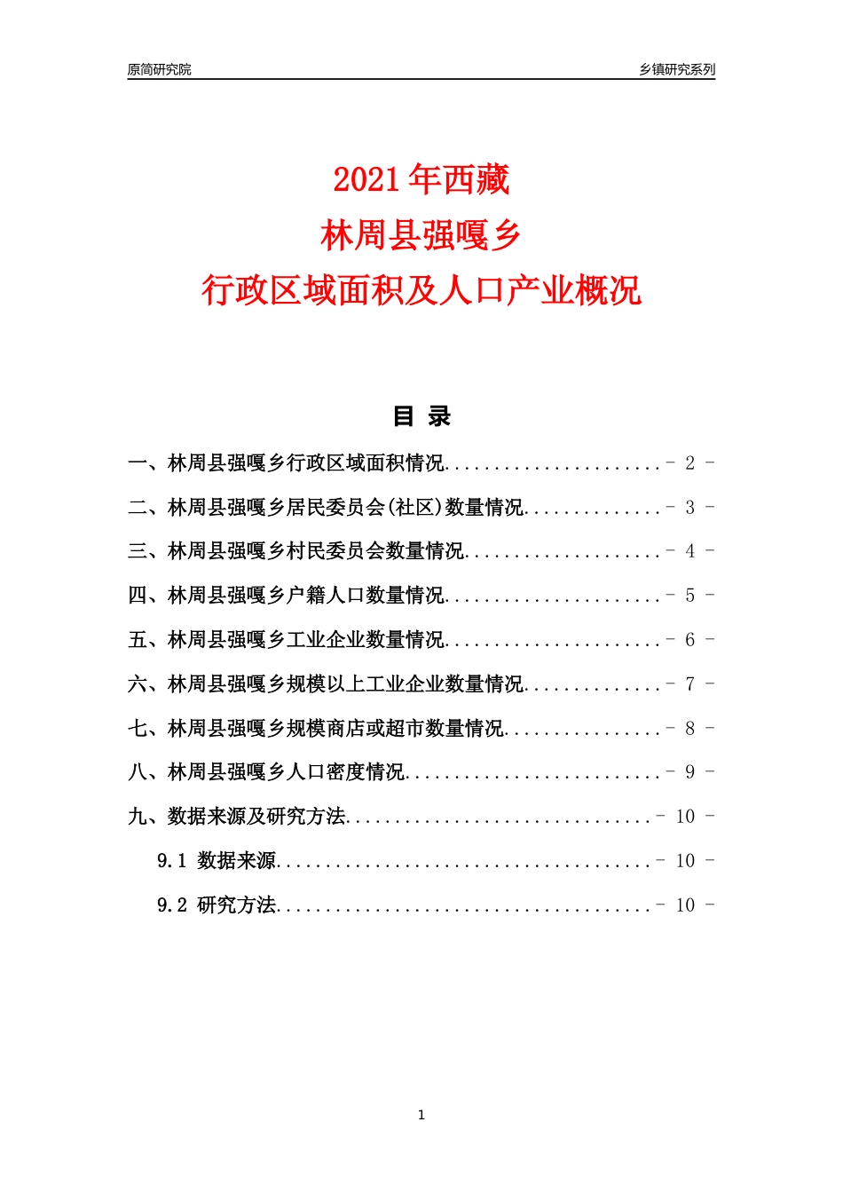 [乡镇概况]2021年西藏林周县强嘎乡行政区域面积及人口产业概况_第1页