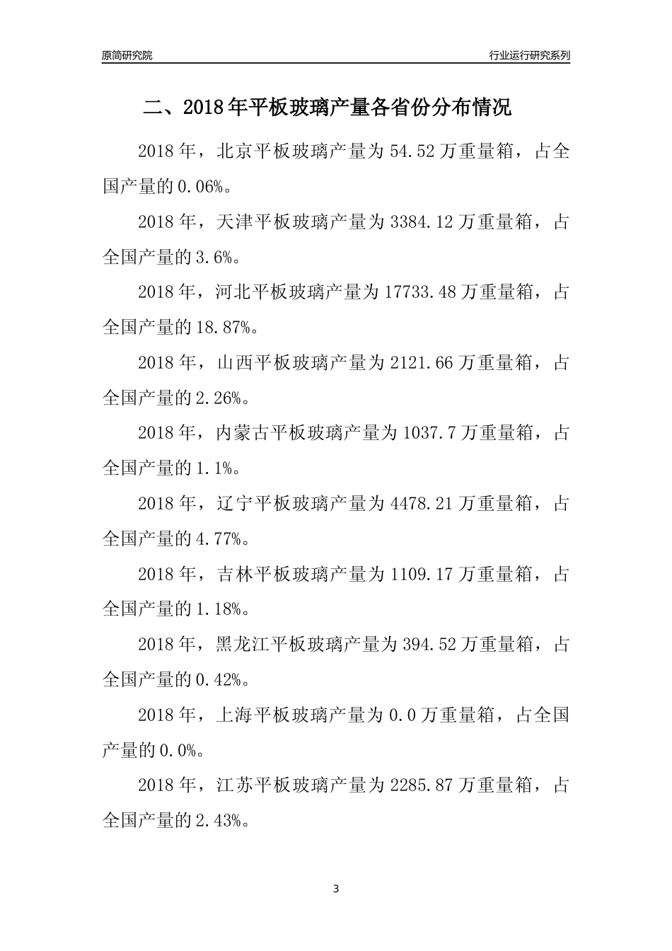 【产量年报】2018年全国平板玻璃产量及区域分布分析报告_第3页