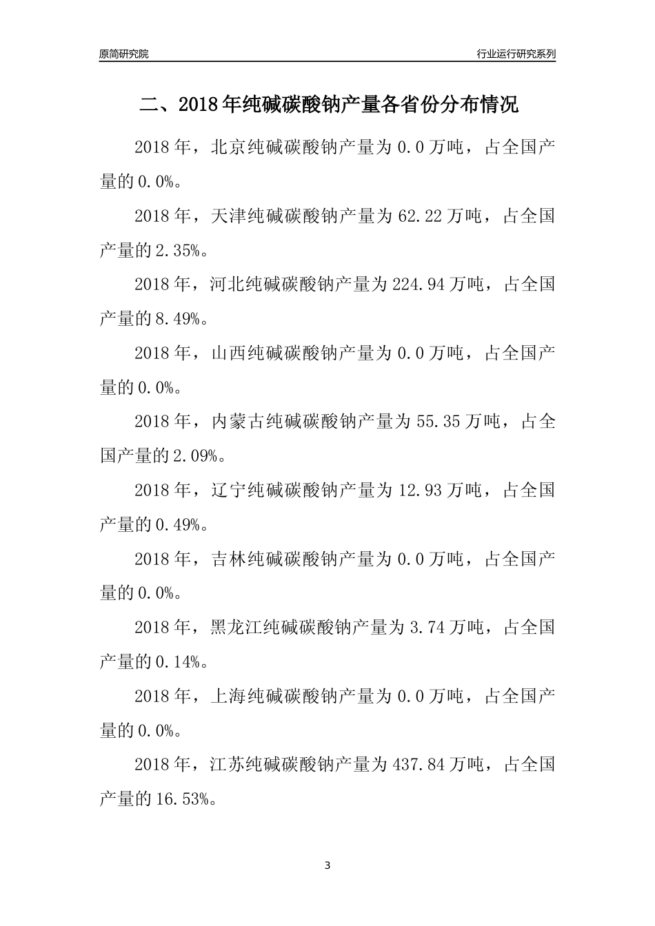 【产量年报】2018年全国纯碱碳酸钠产量及区域分布分析报告_第3页