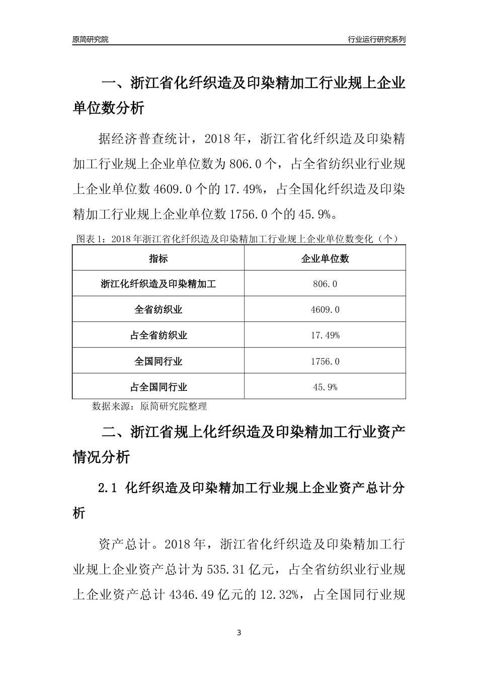 [行业年报]2018年浙江省规模以上化纤织造及印染精加工行业运行及竞争力评级分析报告_第3页
