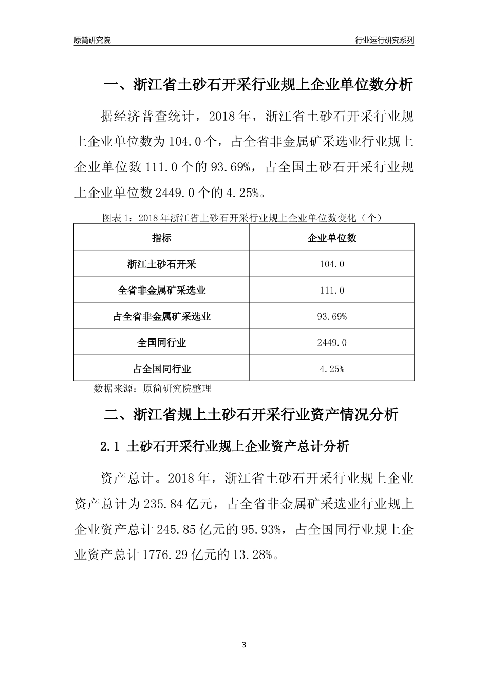 [行业年报]2018年浙江省规模以上土砂石开采行业运行及竞争力评级分析报告_第3页