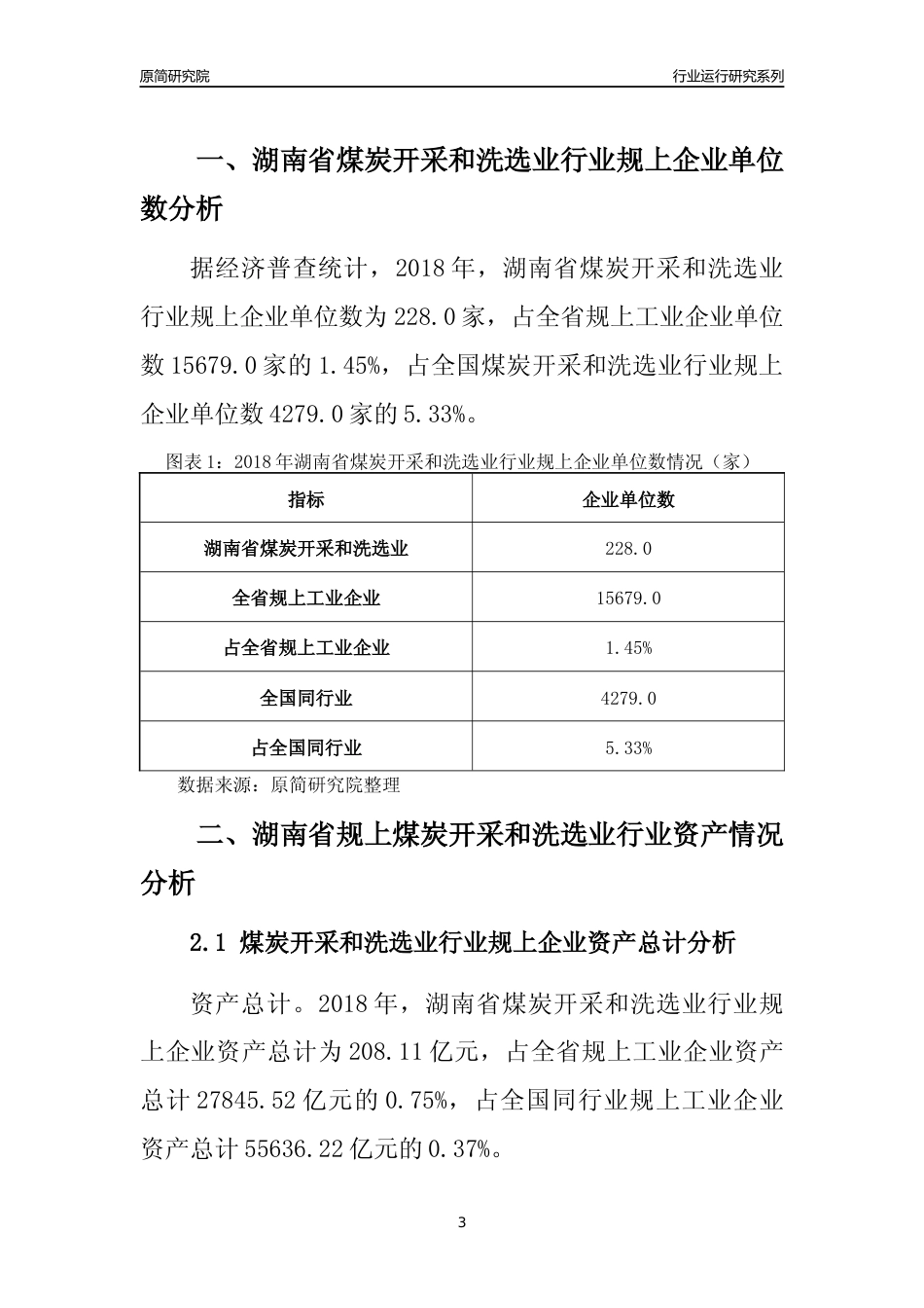 [行业年报]2018年湖南省规模以上煤炭开采和洗选业行业运行及竞争力评级分析报告_第3页