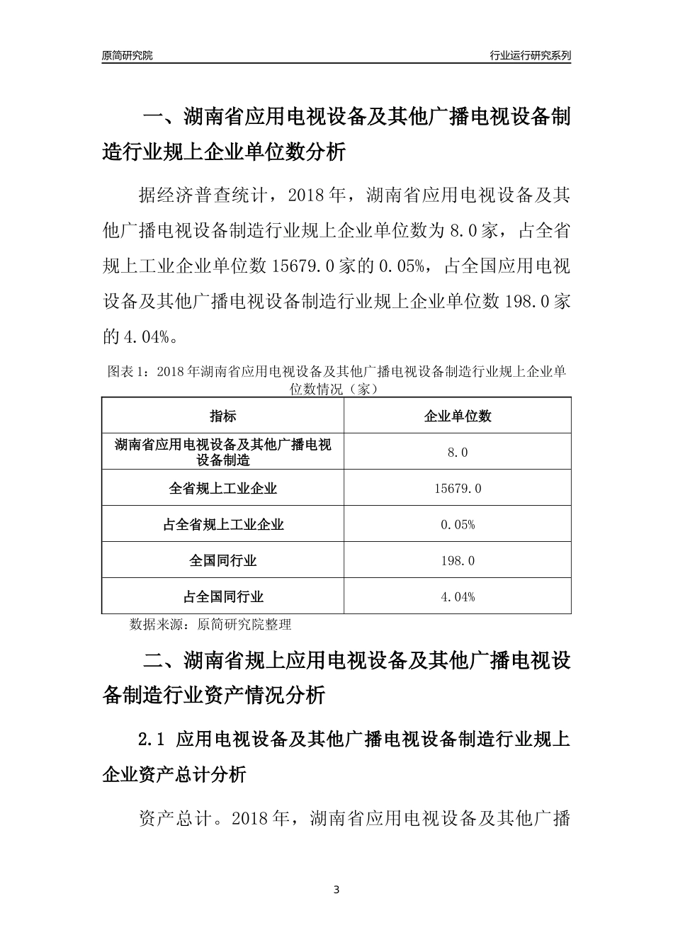 [行业年报]2018年湖南省规模以上应用电视设备及其他广播电视设备制造行业运行及竞争力评级分析报告_第3页