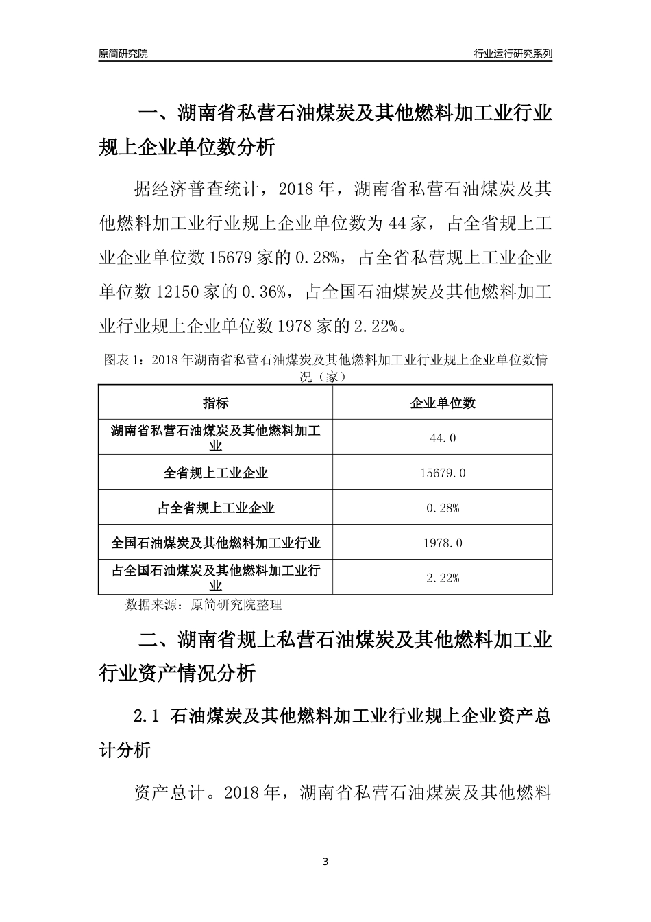 [行业年报]2018年湖南省规上私营石油煤炭及其他燃料加工业行业运行及竞争力评级分析报告_第3页