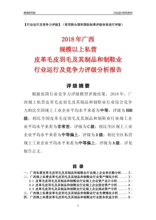 [行业年报]2018年广西规上私营皮革毛皮羽毛及其制品和制鞋业行业运行及竞争力评级分析报告
