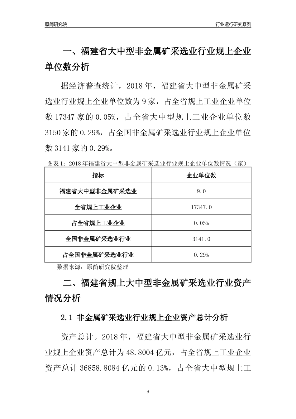 [行业年报]2018年福建省规上大中型非金属矿采选业行业运行及竞争力评级分析报告_第3页