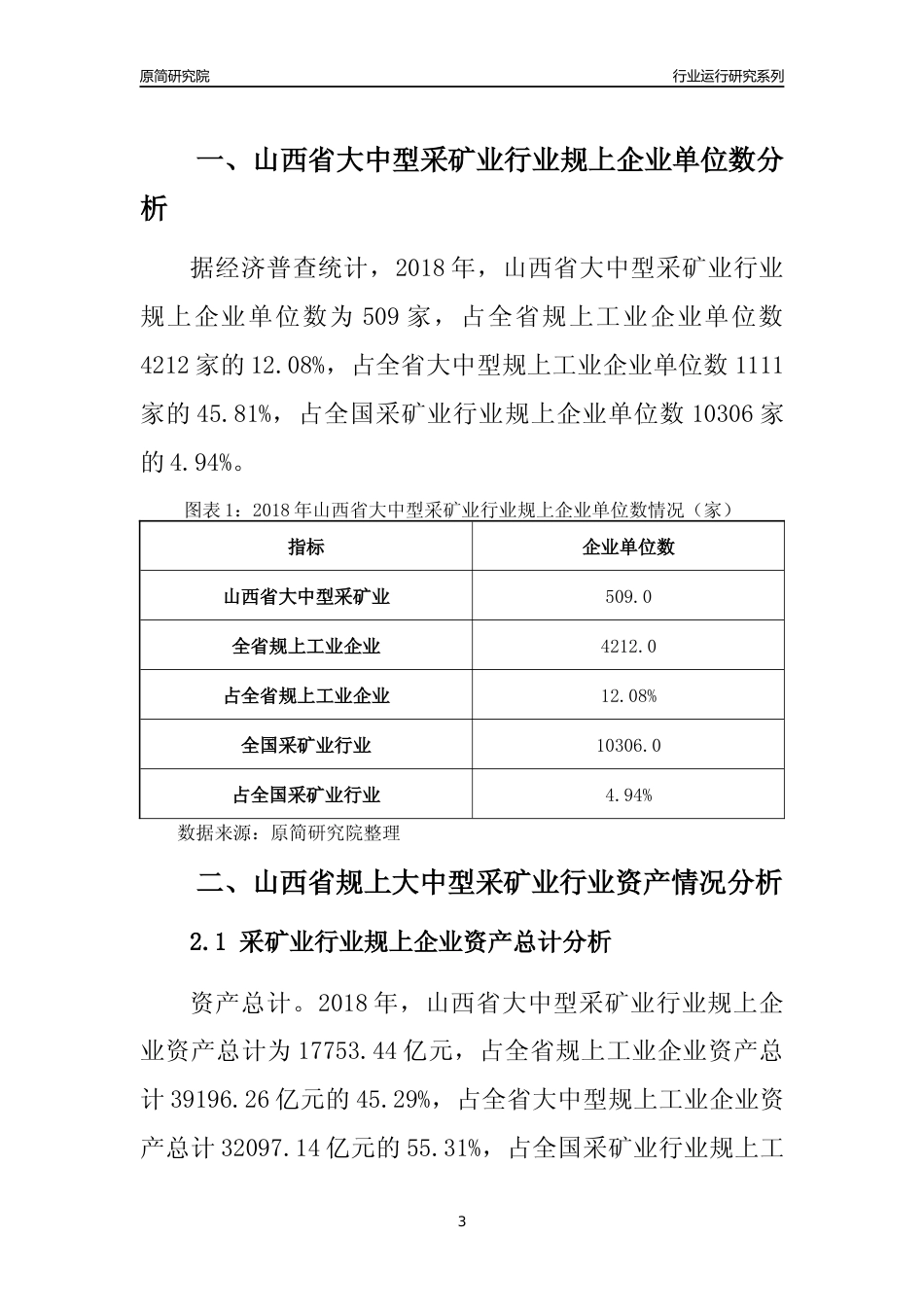 [行业年报]2018年山西省规上大中型采矿业行业运行及竞争力评级分析报告_第3页