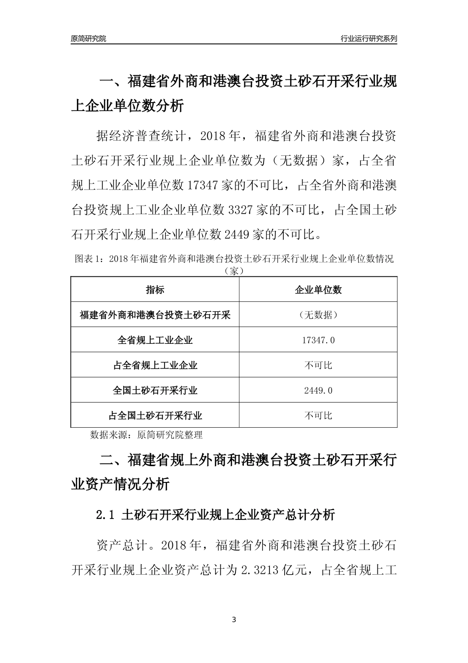 [行业年报]2018年福建省规上外商和港澳台投资土砂石开采行业运行及竞争力评级分析报告_第3页
