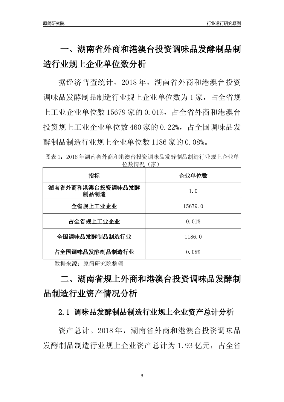 [行业年报]2018年湖南省规上外商和港澳台投资调味品发酵制品制造行业运行及竞争力评级分析报告_第3页