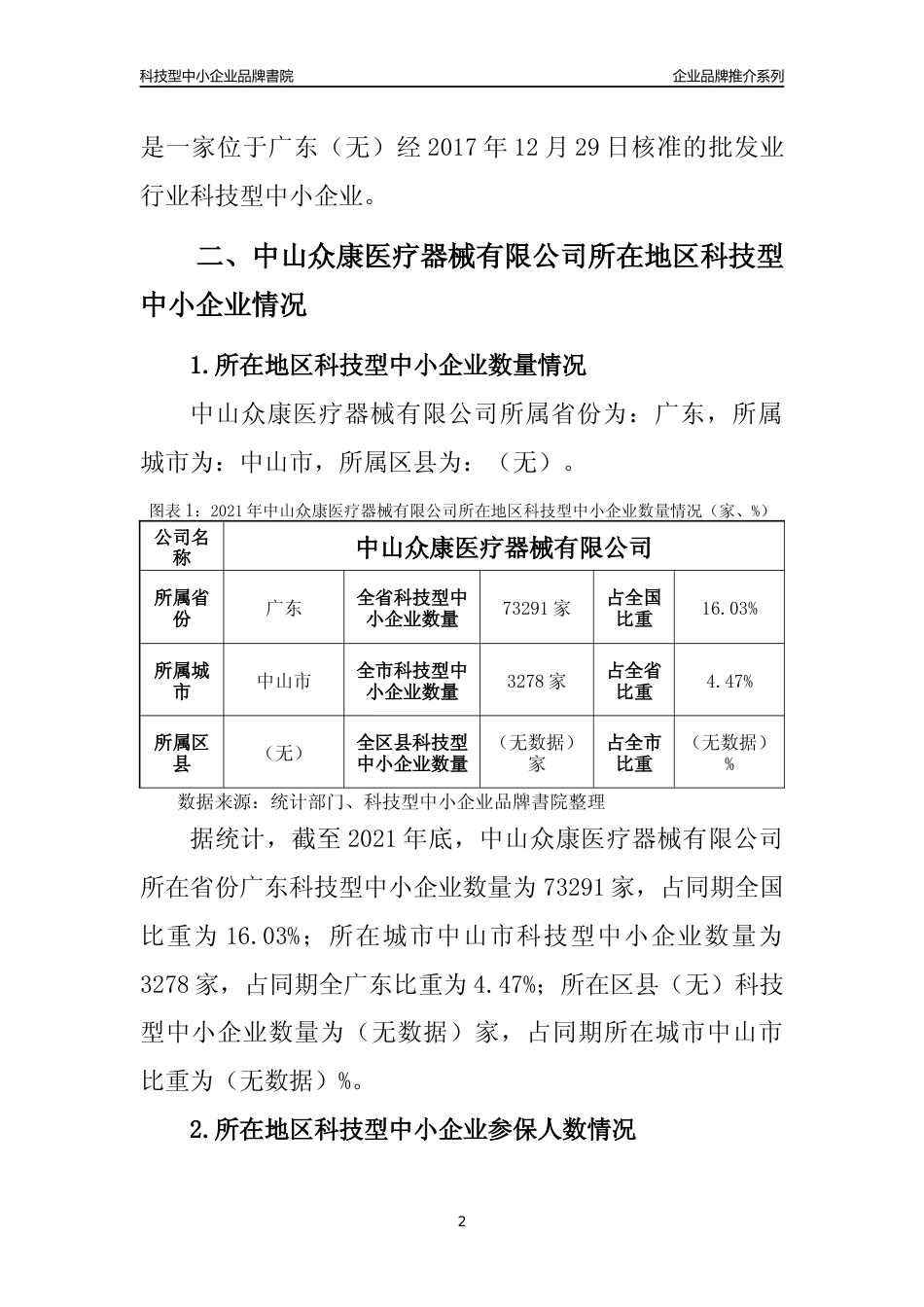 【科技型中小企业】中山众康医疗器械有限公司品牌推介及所在地区和行业企业发展情况分析报告（2021年）_第2页