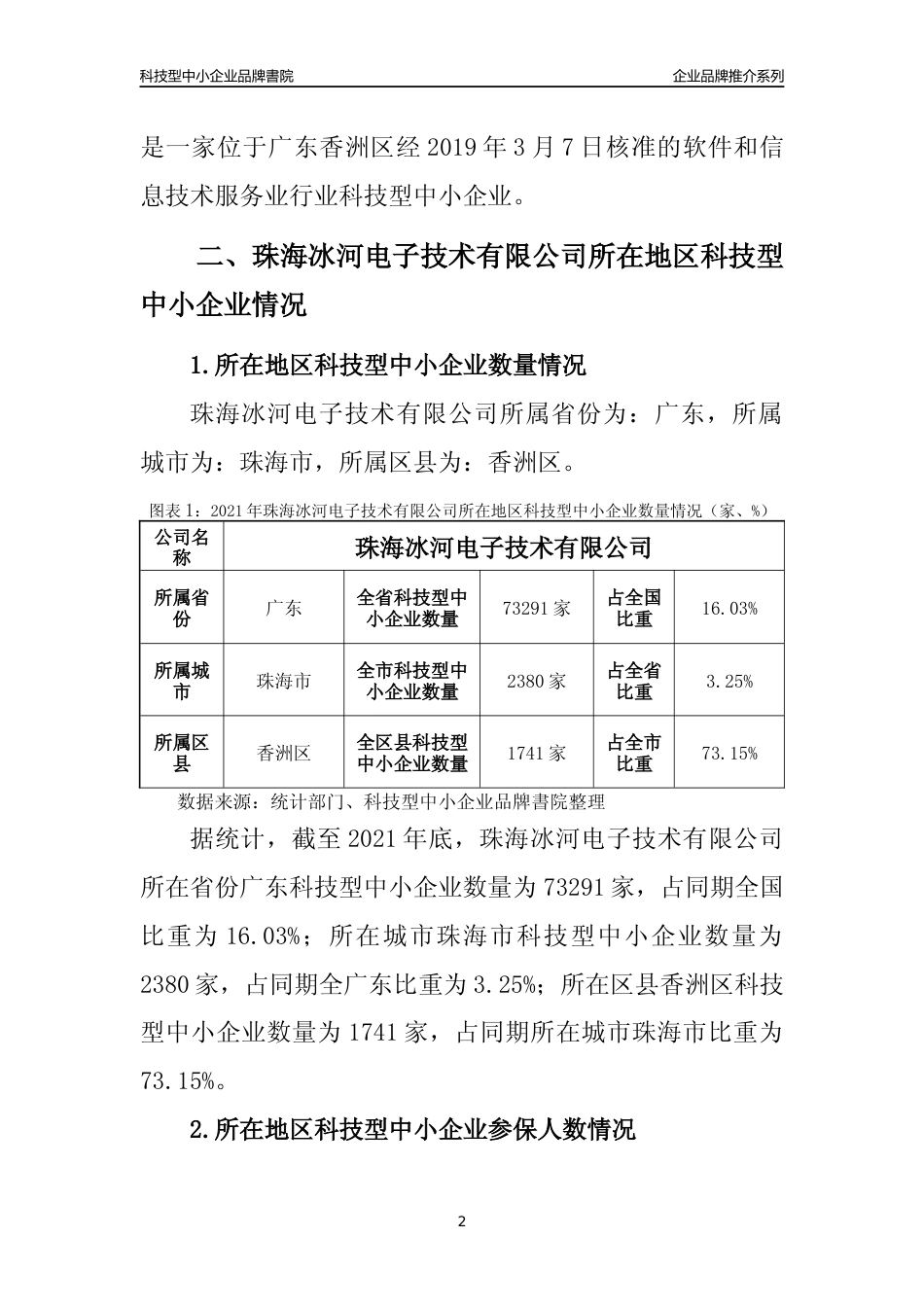 【科技型中小企业】珠海冰河电子技术有限公司品牌推介及所在地区和行业企业发展情况分析报告（2021年）_第2页