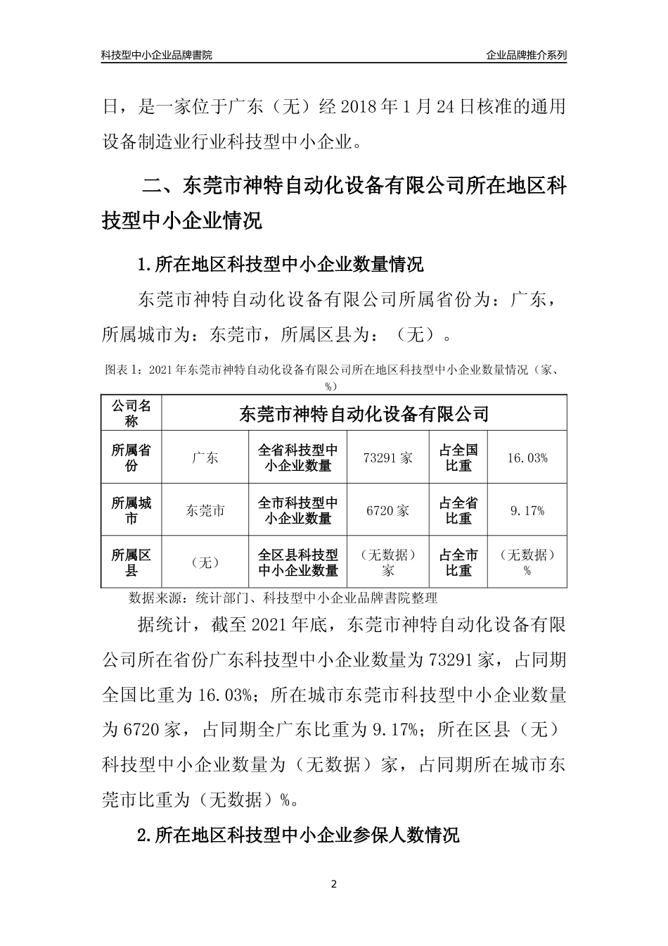 【科技型中小企业】东莞市神特自动化设备有限公司品牌推介及所在地区和行业企业发展情况分析报告（2021年）_第2页