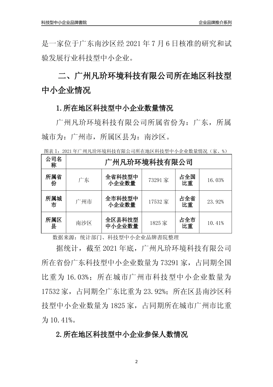 【科技型中小企业】广州凡玠环境科技有限公司品牌推介及所在地区和行业企业发展情况分析报告（2021年）_第2页