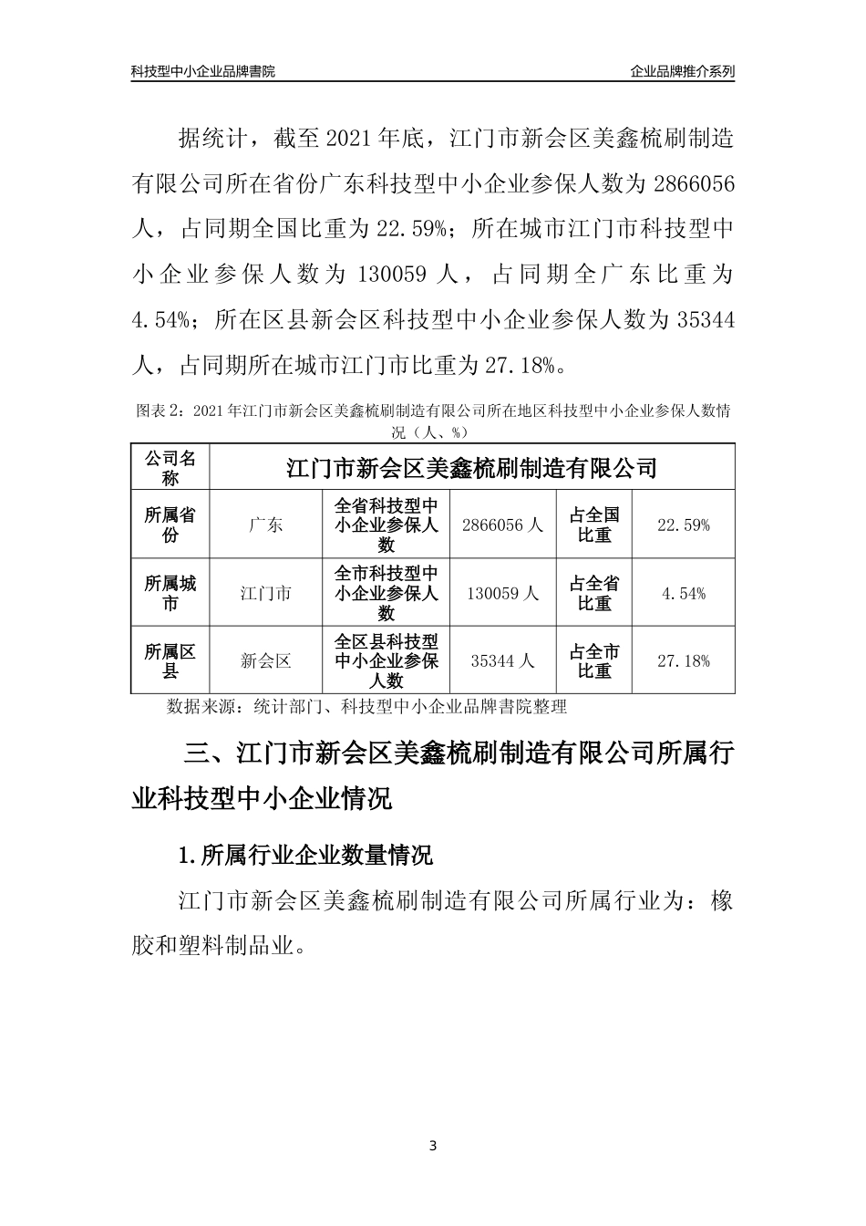 【中小企业】江门市新会区美鑫梳刷制造有限公司品牌推介及所在地区和行业企业发展情况分析报告（2021年）_第3页