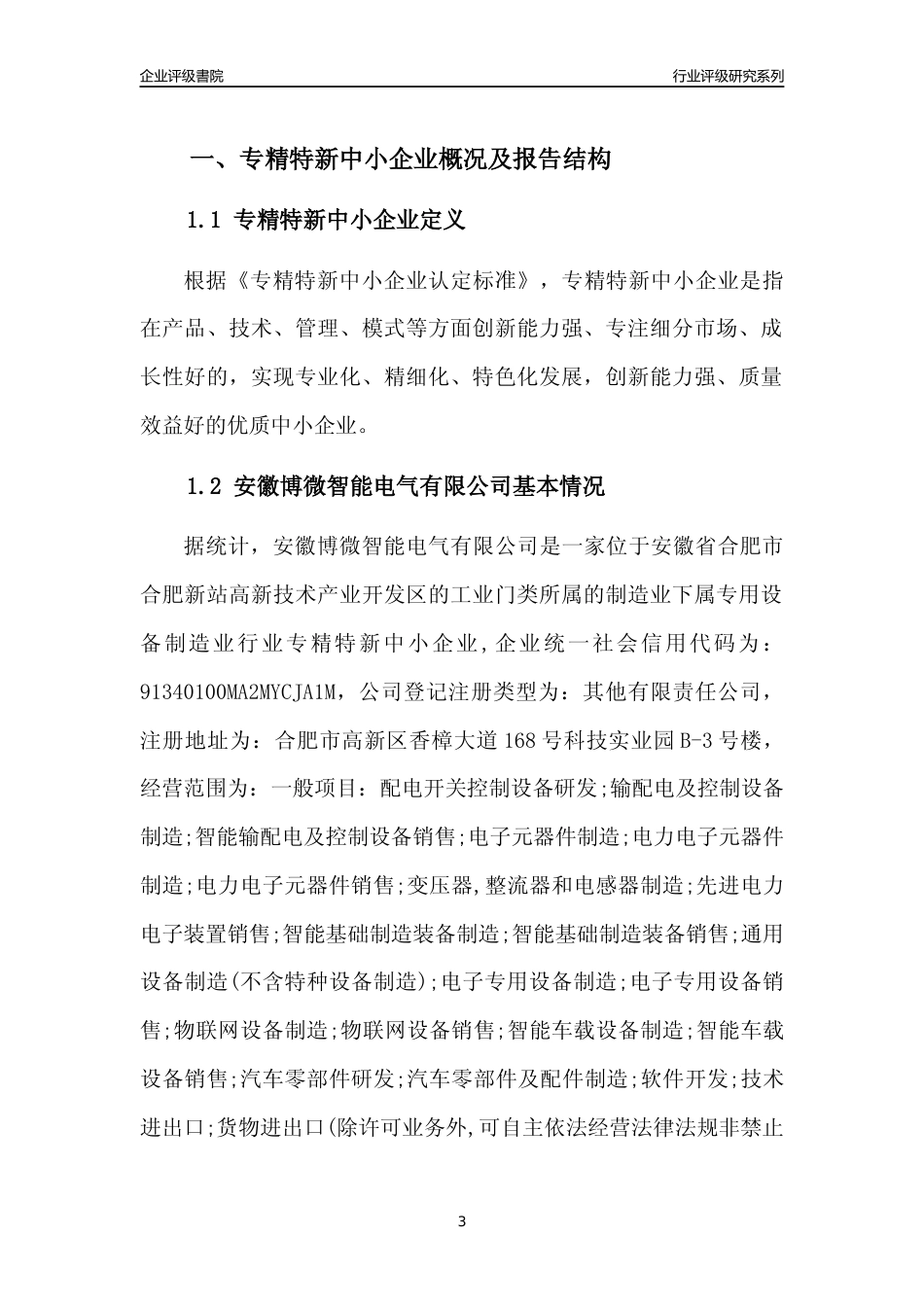 [专精特新]2022年安徽博微智能电气有限公司行业竞争力评级分析报告(2023版)_第3页