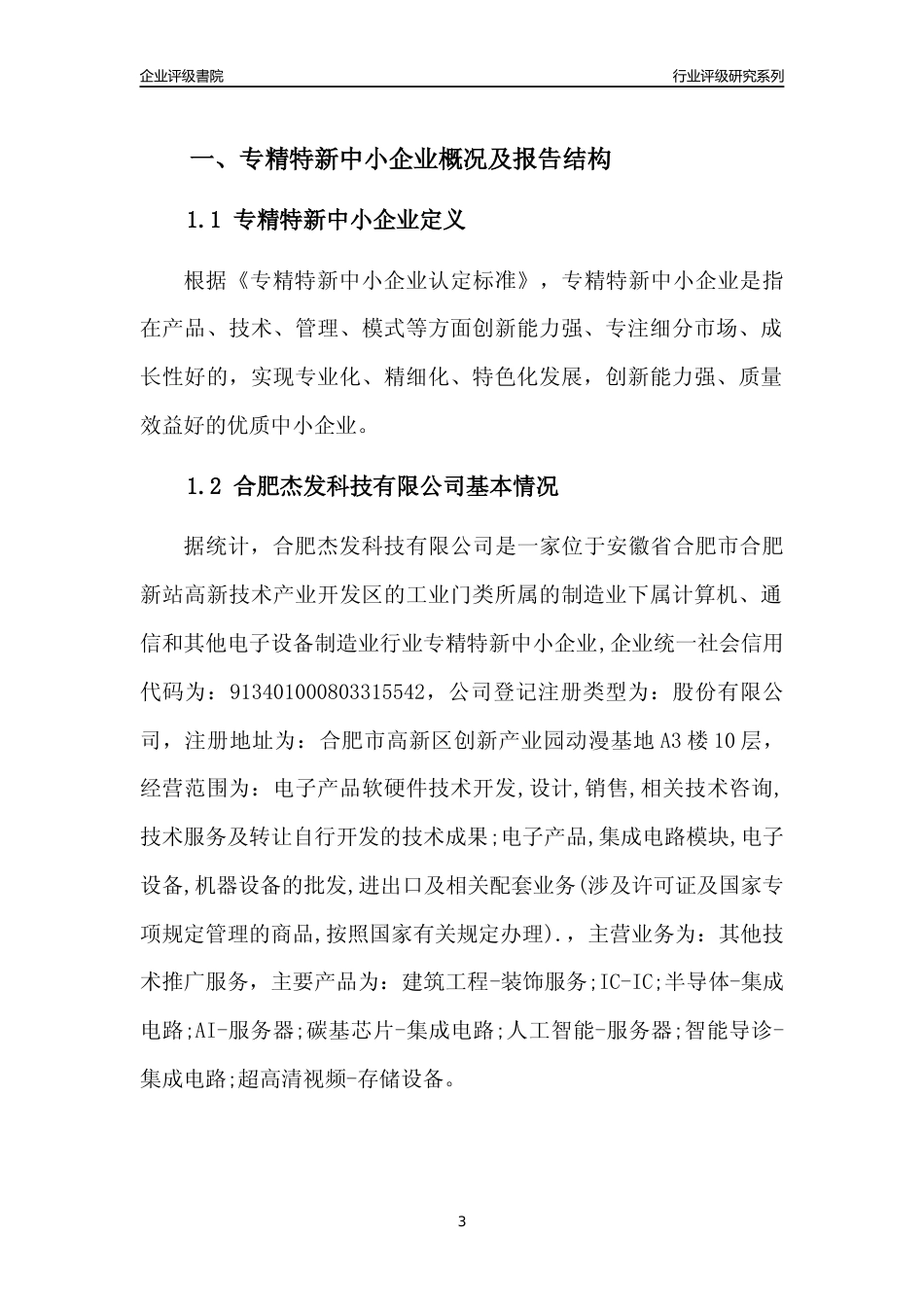 [专精特新]2022年合肥杰发科技有限公司行业竞争力评级分析报告(2023版)_第3页