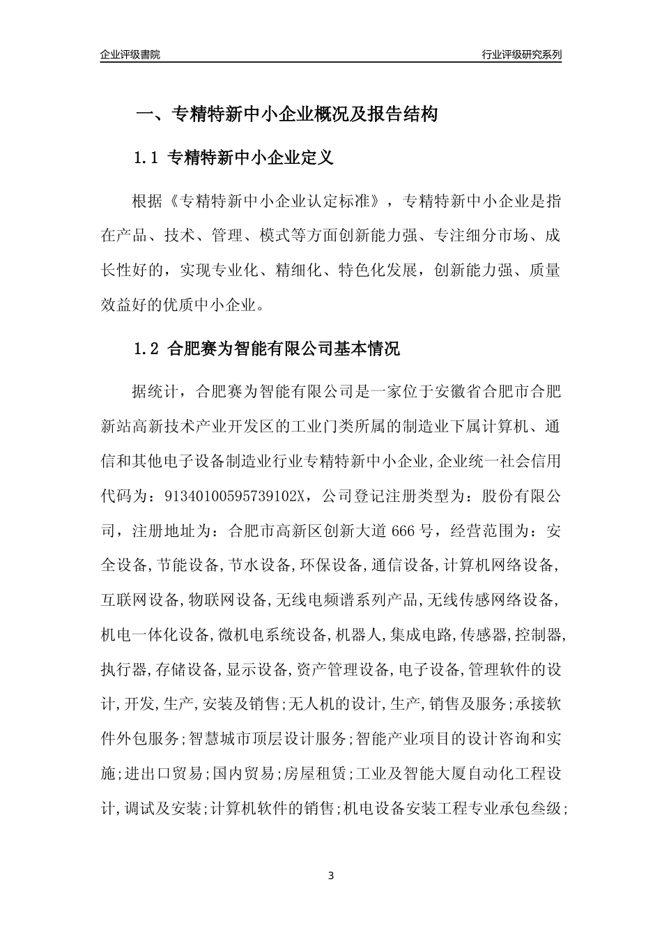 [专精特新]2022年合肥赛为智能有限公司行业竞争力评级分析报告(2023版)_第3页