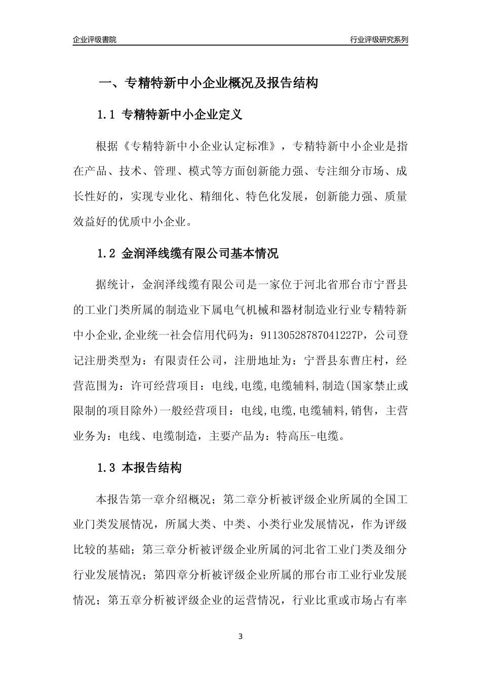[专精特新]2022年金润泽线缆有限公司行业竞争力评级分析报告(2023版)_第3页
