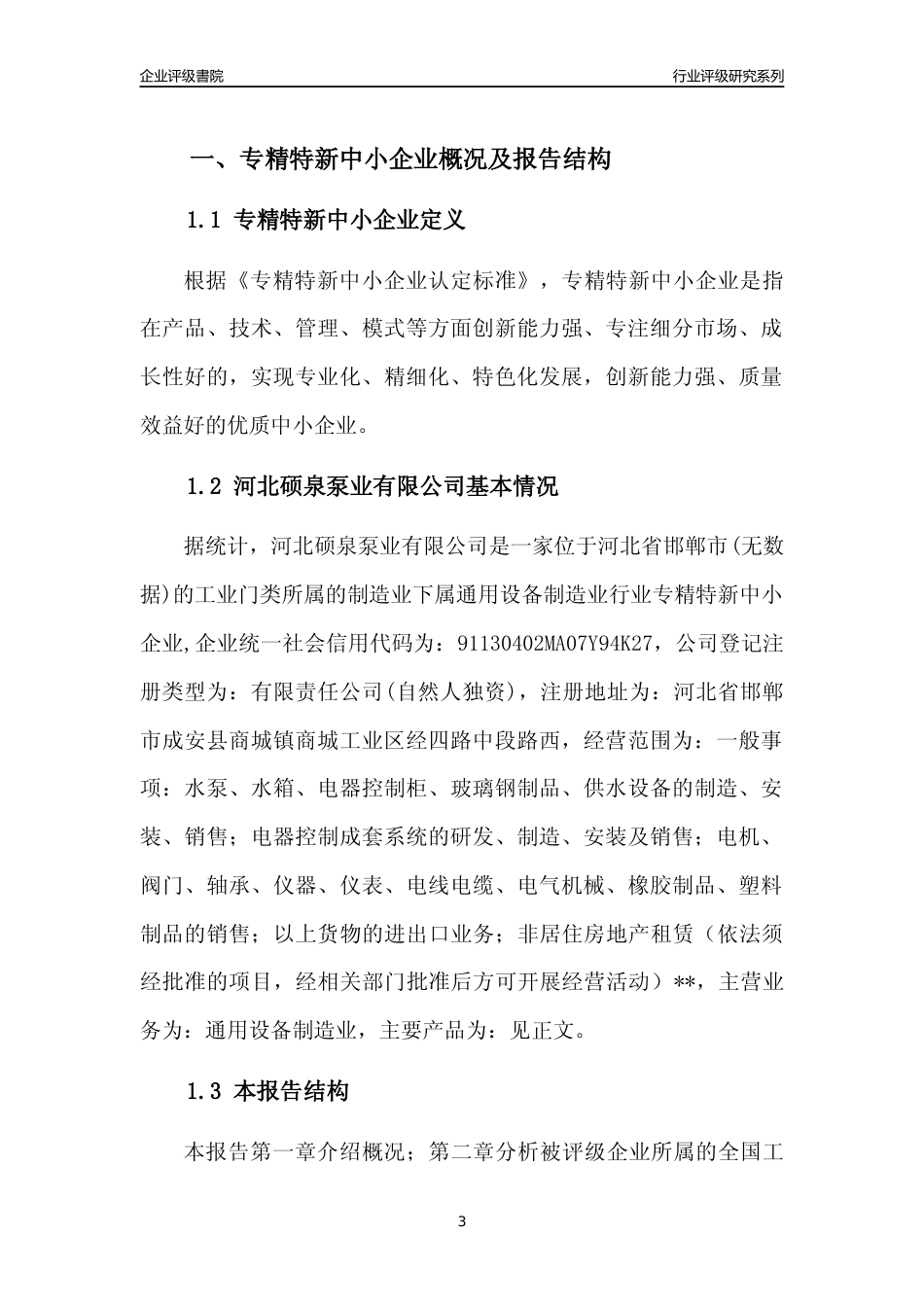 [专精特新]2022年河北硕泉泵业有限公司行业竞争力评级分析报告(2023版)_第3页