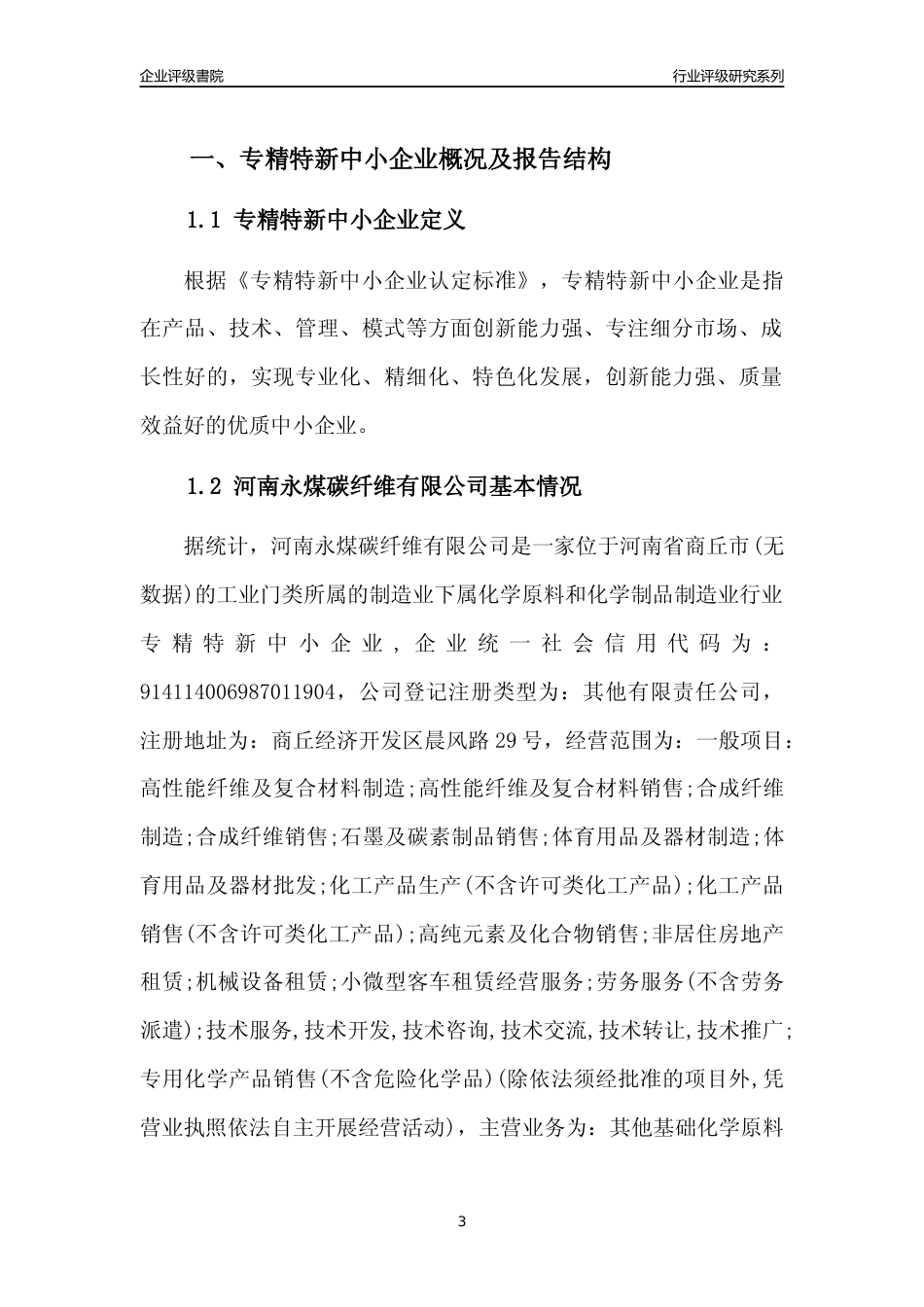 [专精特新]2022年河南永煤碳纤维有限公司行业竞争力评级分析报告(2023版)_第3页