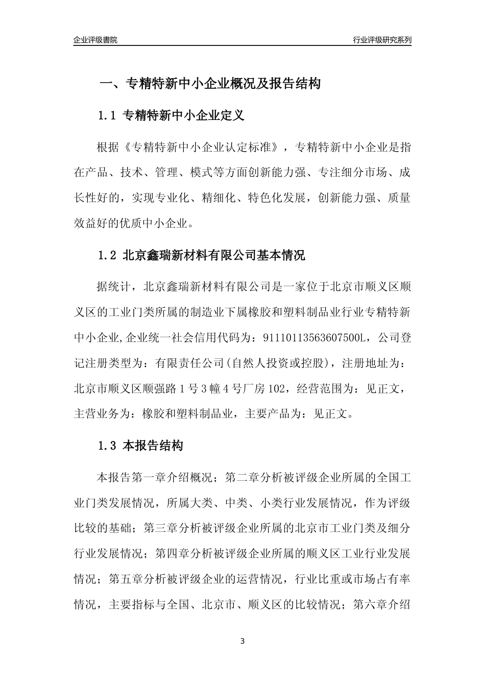 [专精特新]2022年北京鑫瑞新材料有限公司行业竞争力评级分析报告(2023版)_第3页