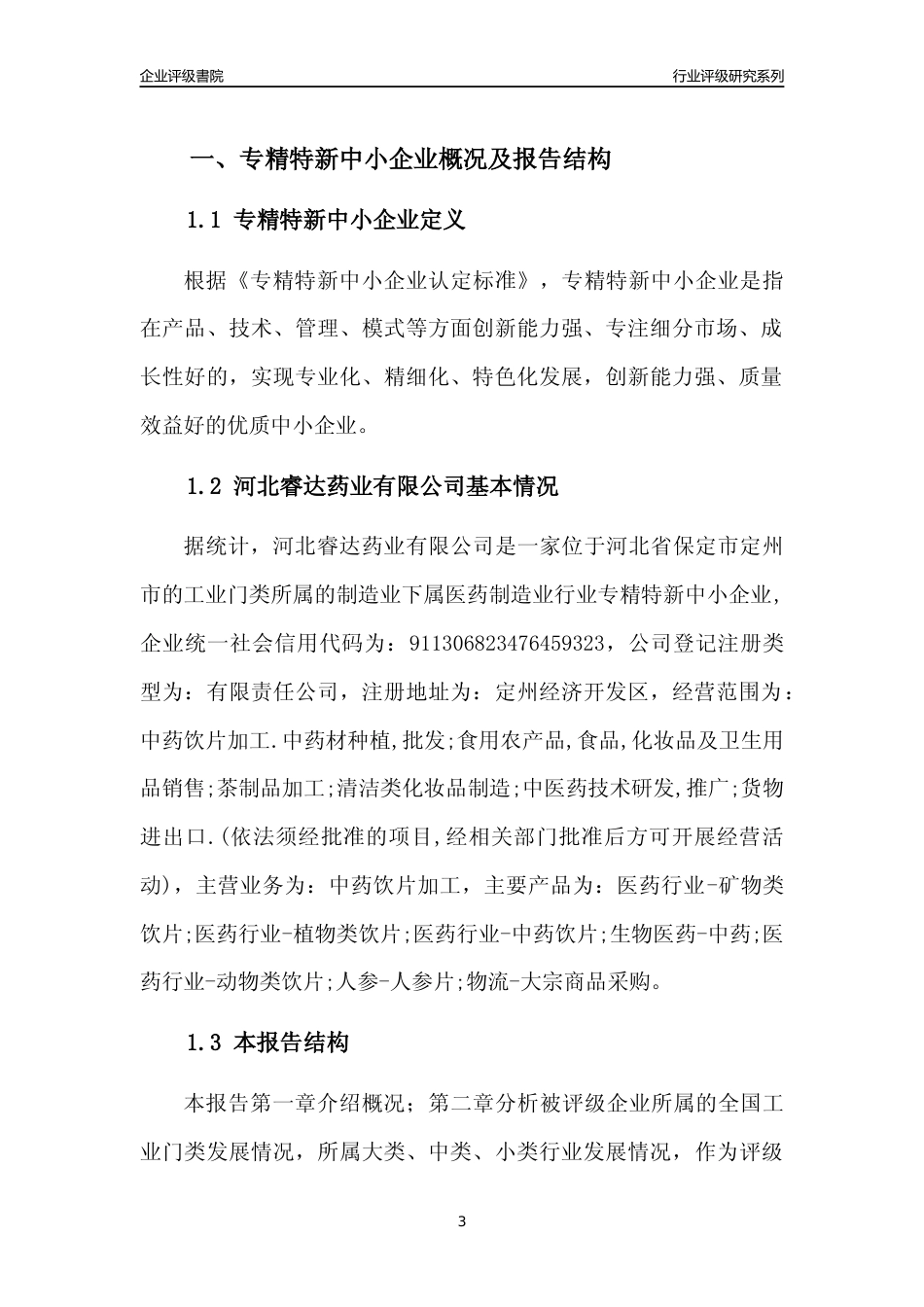 [专精特新]2022年河北睿达药业有限公司行业竞争力评级分析报告(2023版)_第3页