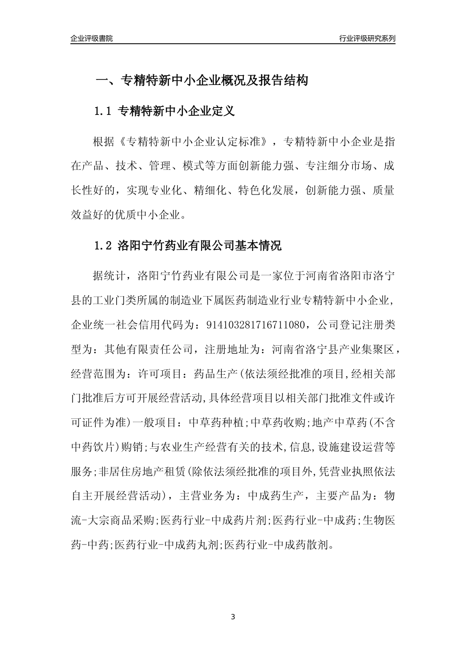 [专精特新]2022年洛阳宁竹药业有限公司行业竞争力评级分析报告(2023版)_第3页
