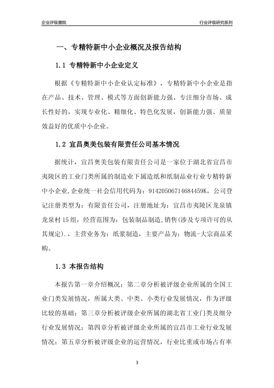 [专精特新]宜昌奥美包装有限责任公司行业竞争力评级分析报告(2023版)_第3页