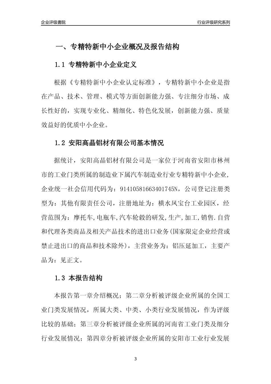 [专精特新]安阳高晶铝材有限公司行业竞争力评级分析报告(2023版)_第3页