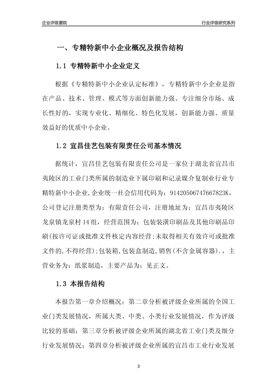 [专精特新]2022年宜昌佳艺包装有限责任公司行业竞争力评级分析报告(2023版)_第3页