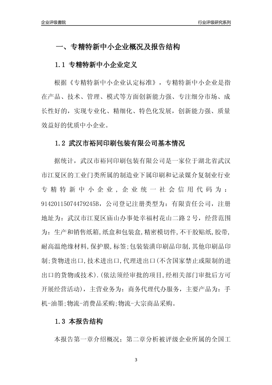 [专精特新]2022年武汉市裕同印刷包装有限公司行业竞争力评级分析报告(2023版)_第3页