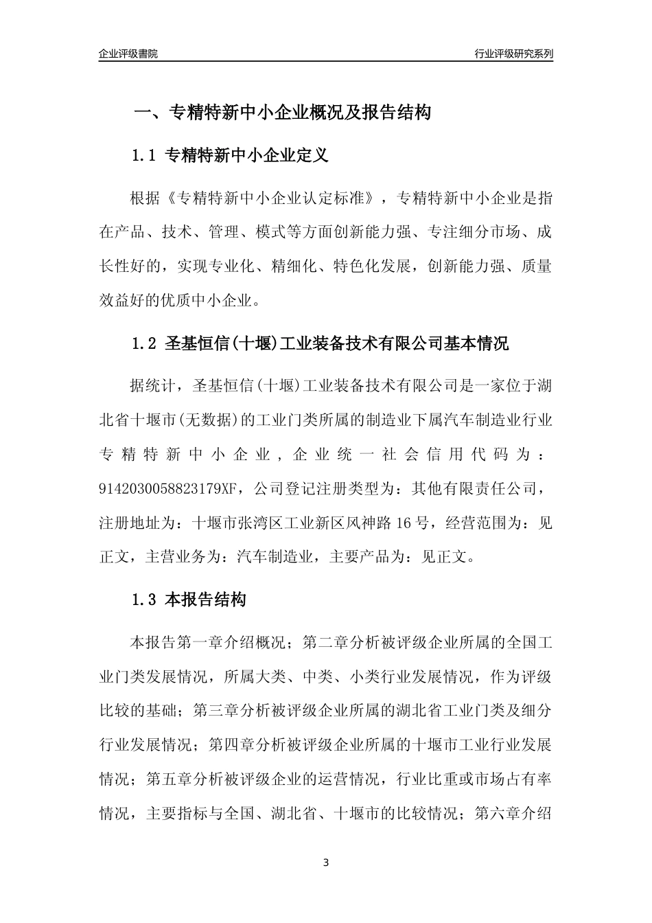 [专精特新]2022年圣基恒信(十堰)工业装备技术有限公司行业竞争力评级分析报告(2023版)_第3页