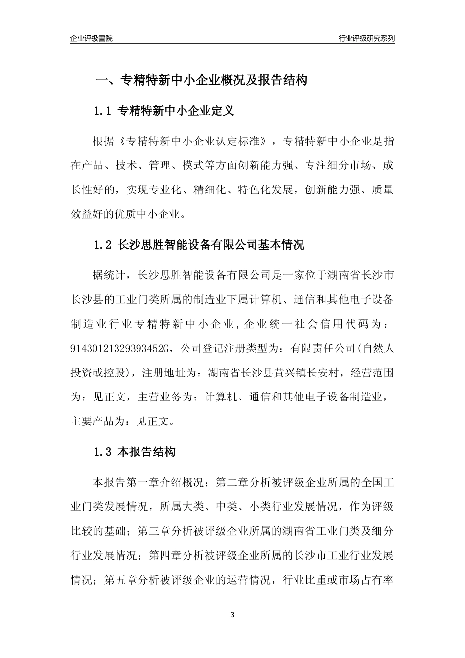 [专精特新]2022年长沙思胜智能设备有限公司行业竞争力评级分析报告(2023版)_第3页