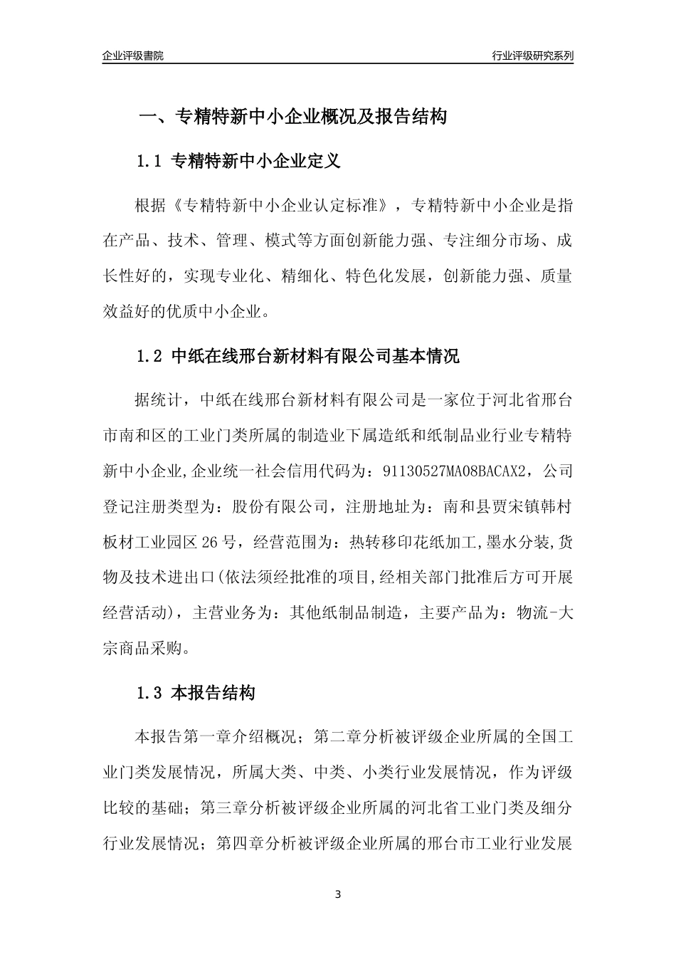 [专精特新]2022年中纸在线邢台新材料有限公司行业竞争力评级分析报告(2023版)_第3页