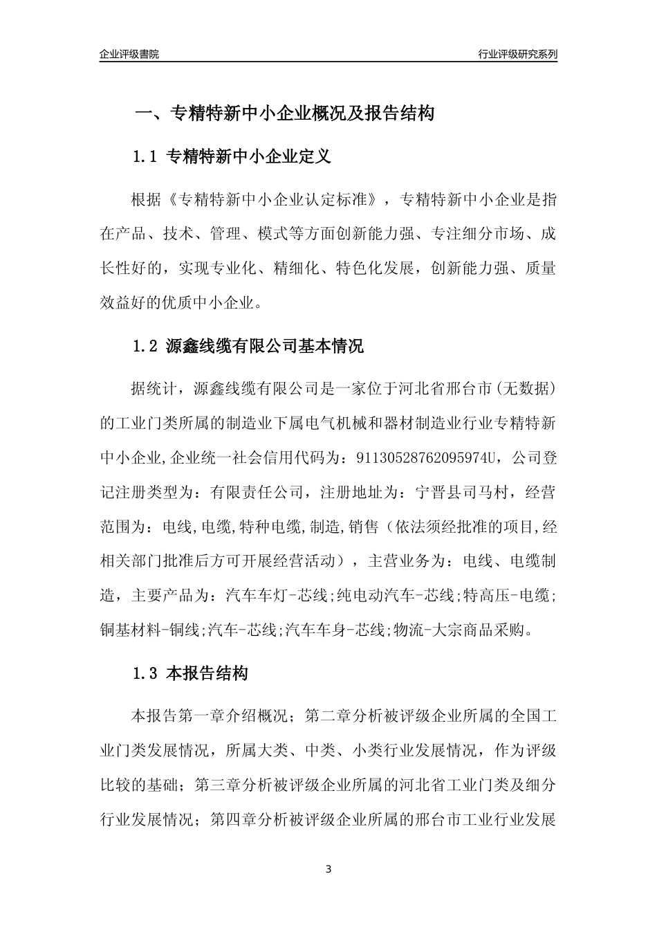 [专精特新]2022年源鑫线缆有限公司行业竞争力评级分析报告(2023版)_第3页