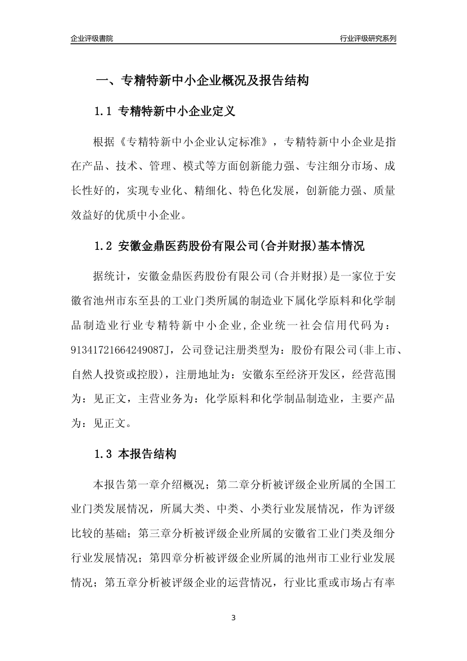 [专精特新]2022年安徽金鼎医药股份有限公司(合并财报)行业竞争力评级分析报告(2023版)_第3页