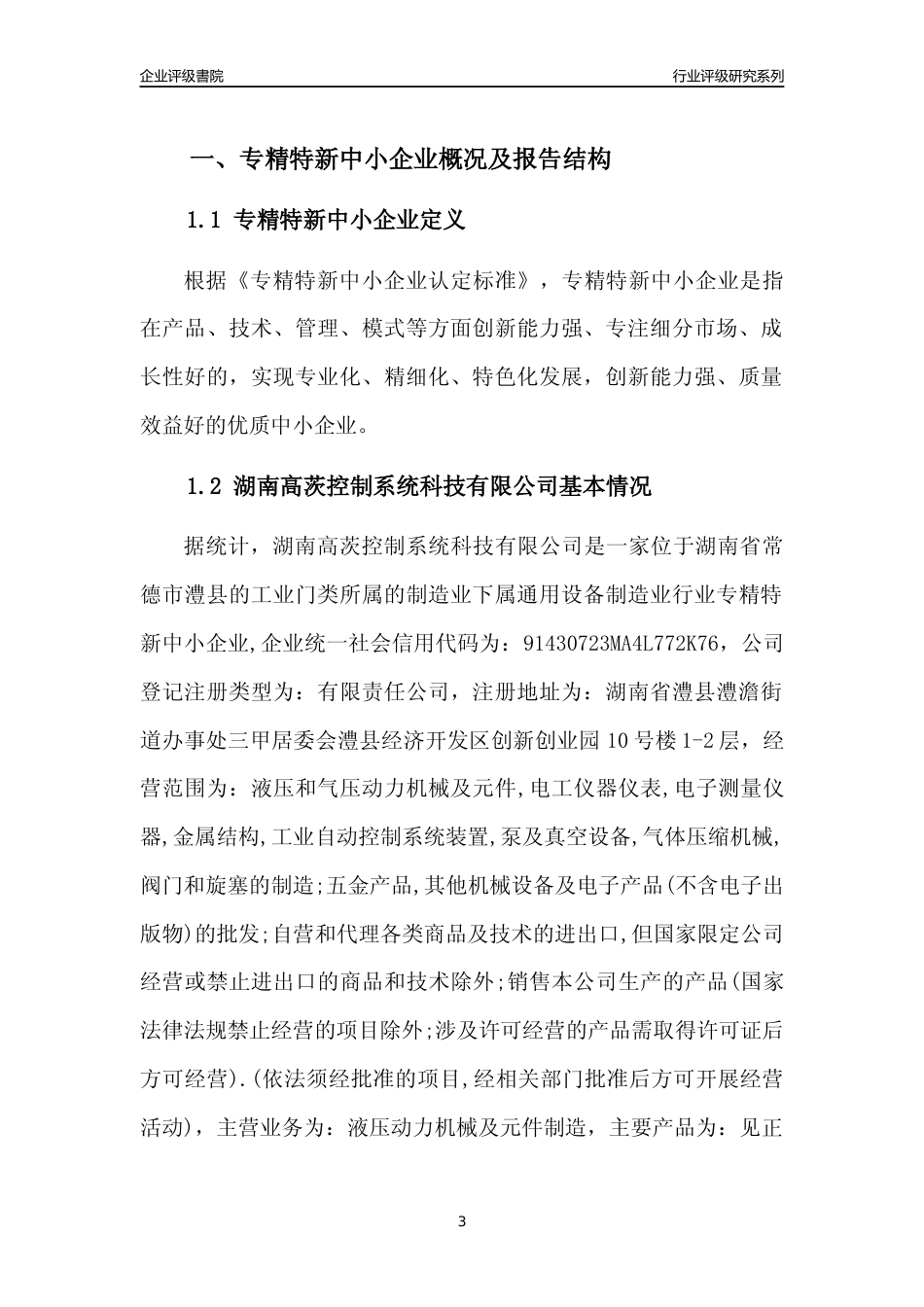 [专精特新]2022年湖南高茨控制系统科技有限公司行业竞争力评级分析报告(2023版)_第3页