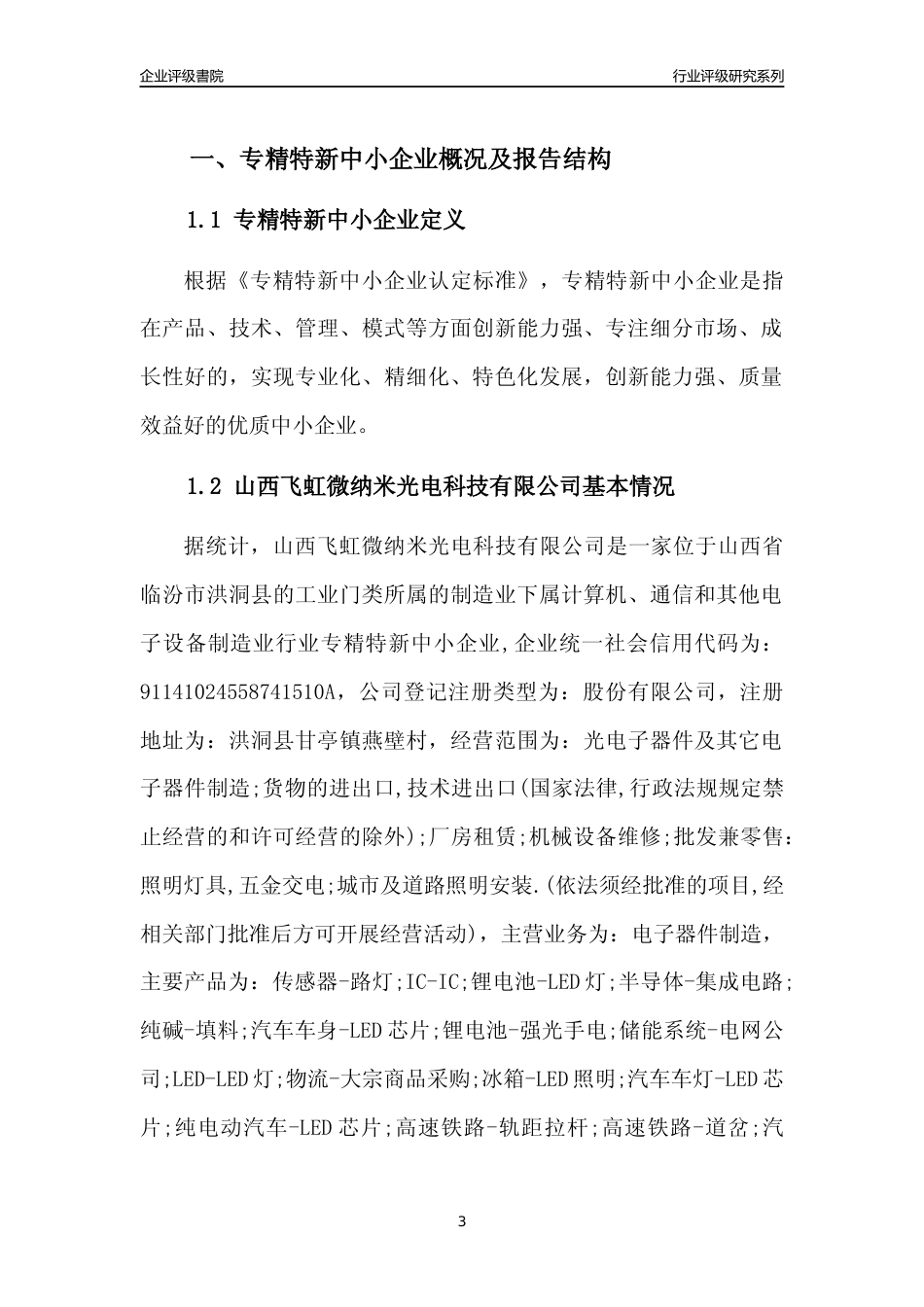 [专精特新]山西飞虹微纳米光电科技有限公司行业竞争力评级分析报告(2023版)_第3页