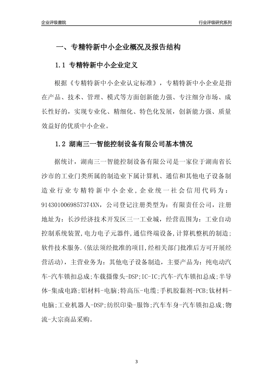 [专精特新]湖南三一智能控制设备有限公司行业竞争力评级分析报告(2023版)_第3页