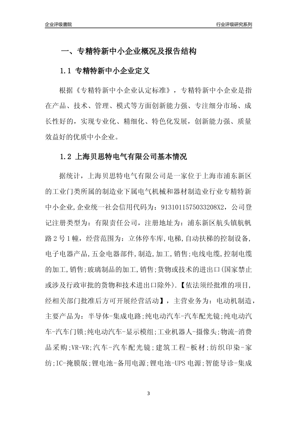 [专精特新]上海贝思特电气有限公司行业竞争力评级分析报告(2023版)_第3页