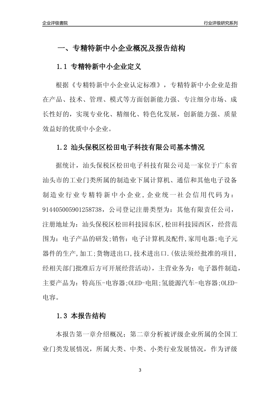 [专精特新]汕头保税区松田电子科技有限公司行业竞争力评级分析报告(2023版)_第3页