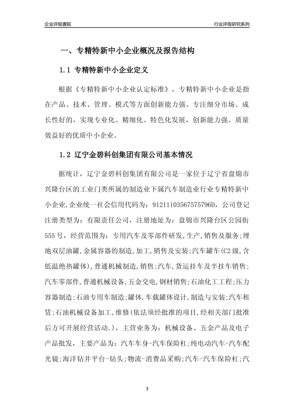 [专精特新]辽宁金碧科创集团有限公司行业竞争力评级分析报告(2023版)_第3页