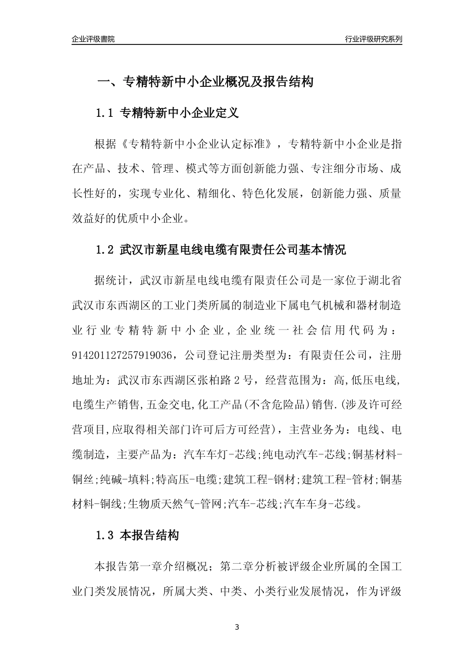 [专精特新]武汉市新星电线电缆有限责任公司行业竞争力评级分析报告(2023版)_第3页