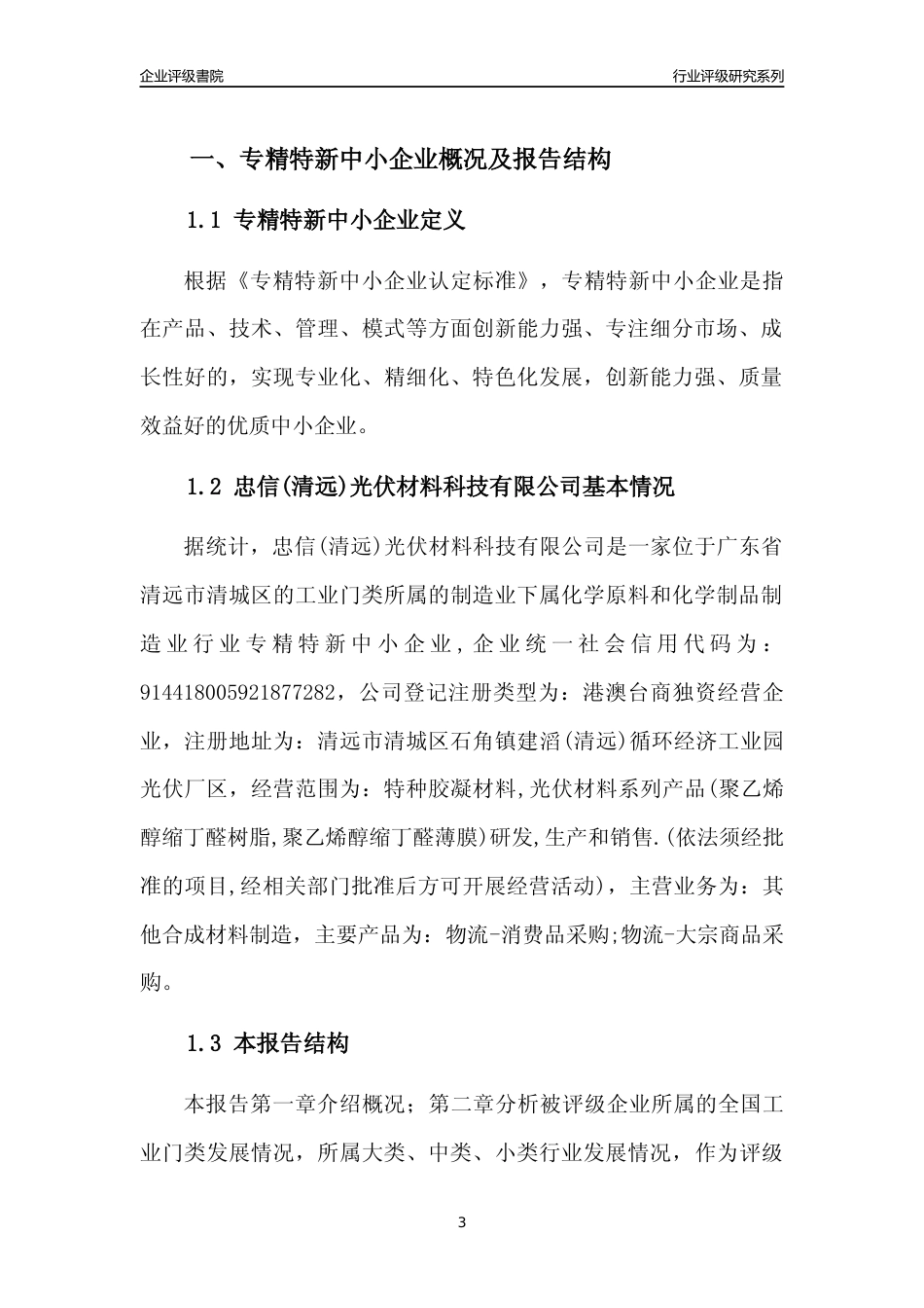 [专精特新]忠信(清远)光伏材料科技有限公司行业竞争力评级分析报告(2023版)_第3页