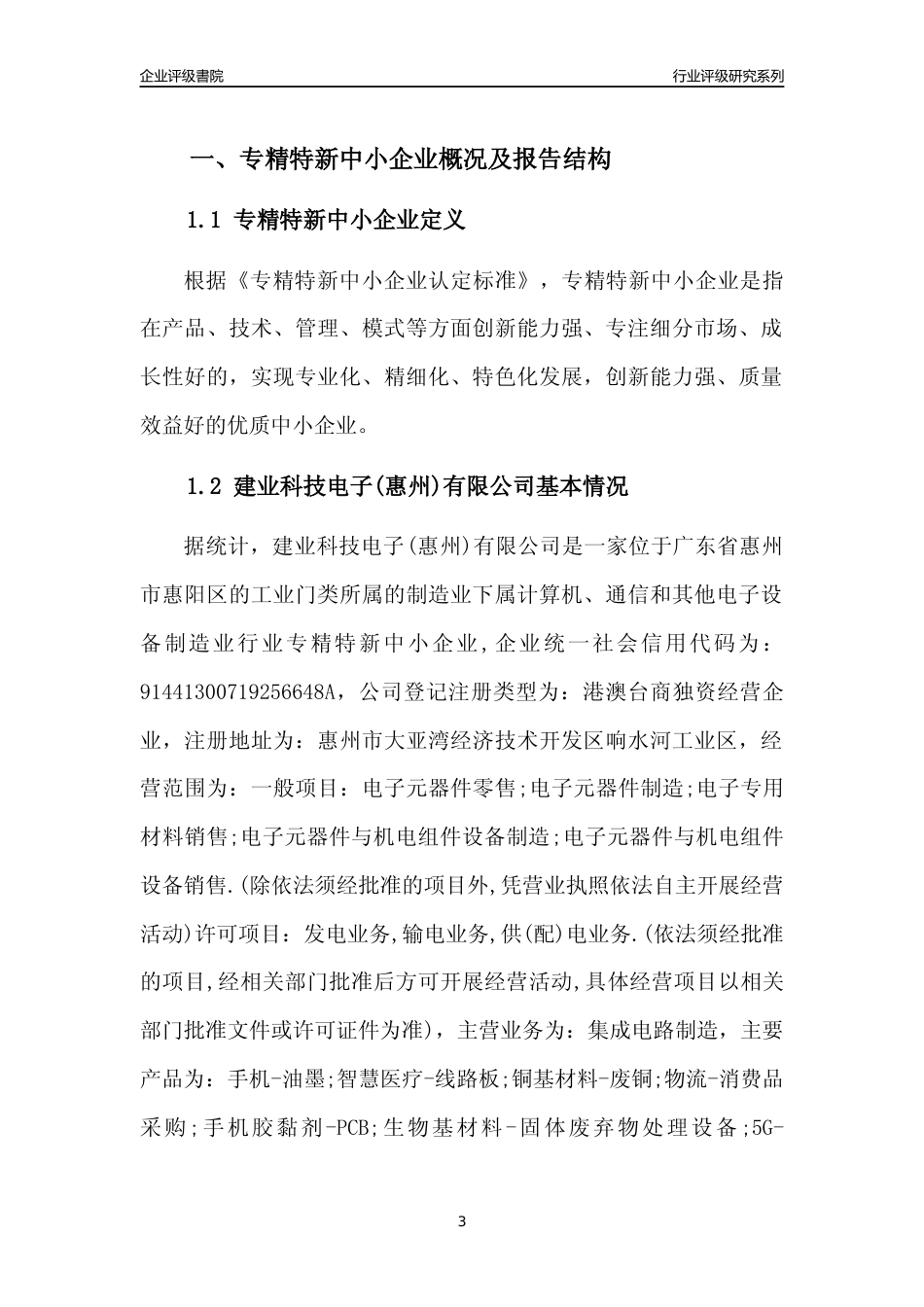 [专精特新]建业科技电子(惠州)有限公司行业竞争力评级分析报告(2023版)_第3页