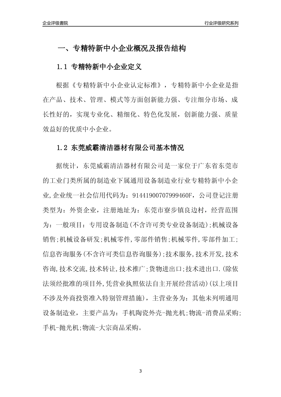 [专精特新]东莞威霸清洁器材有限公司行业竞争力评级分析报告(2023版)_第3页