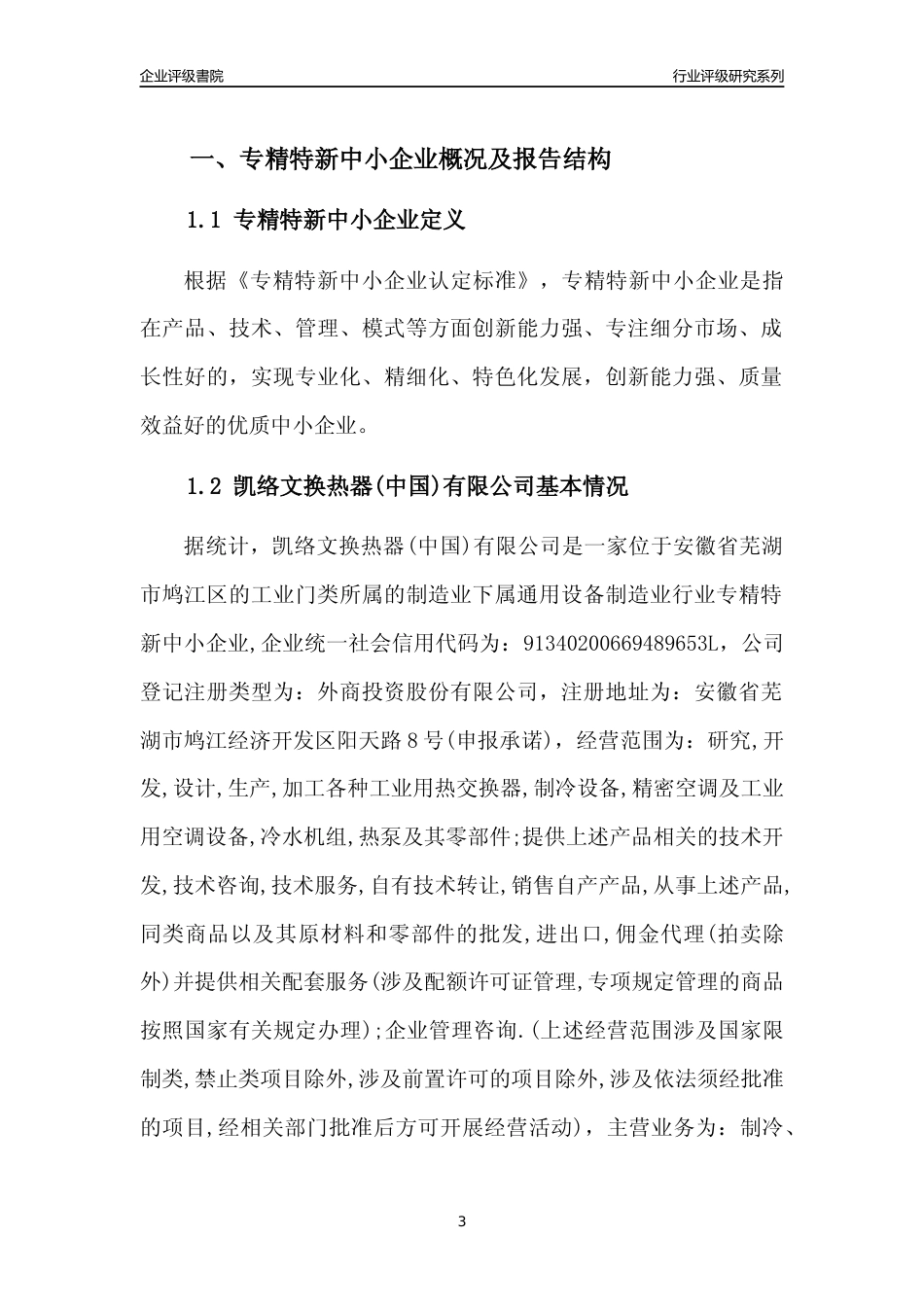 [专精特新]凯络文换热器(中国)有限公司行业竞争力评级分析报告(2023版)_第3页