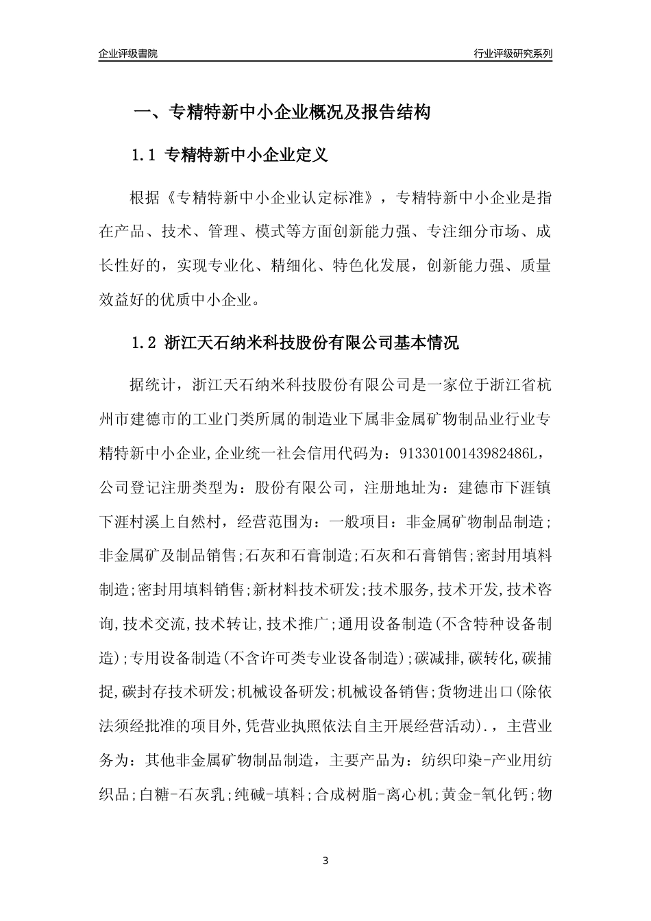 [专精特新]浙江天石纳米科技股份有限公司行业竞争力评级分析报告(2023版)_第3页