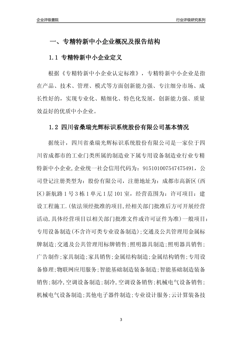 [专精特新]四川省桑瑞光辉标识系统股份有限公司行业竞争力评级分析报告(2023版)_第3页