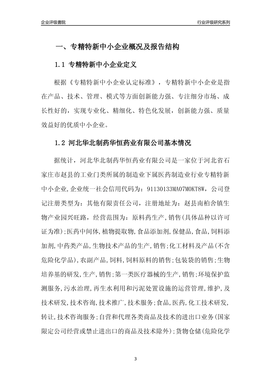 [专精特新]河北华北制药华恒药业有限公司行业竞争力评级分析报告(2023版)_第3页